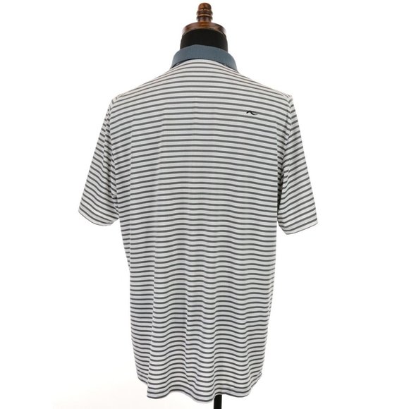 KJUS Luis Stripe Polo Shirt Men's XL 54 Gray Stripe Wicking Stretch Golf Comfort - Picture 5 of 8